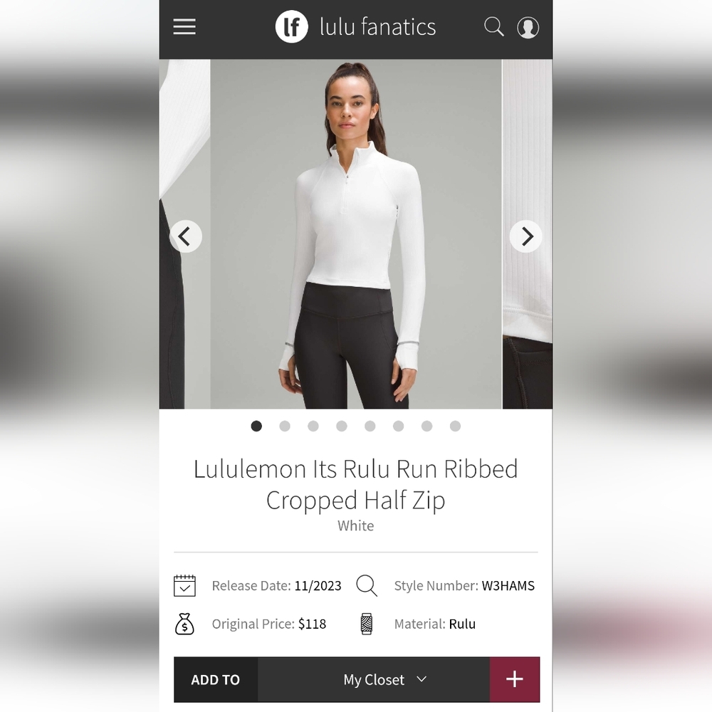 LULULEMON ITS RULU RUN CROPPED HALF ZIP - Picture 2 of 11